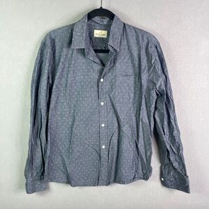 Marine Layer Shirt Mens Medium Blue Long Sleeve Button Up Print Pocket